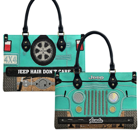 Personalized Jeep Hair Don't Care Leather Handbag