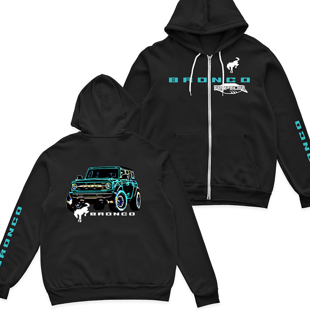 Bronco Raptor Neon 4x4 Zip Hoodie