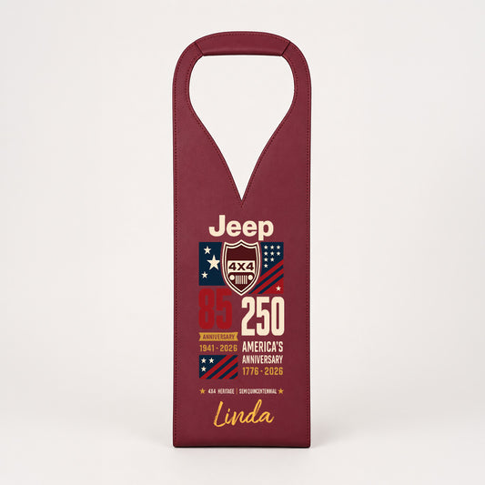 Jeep 85th Anniversary & US 250th Anniversary Personalized Leather Wine Bag
