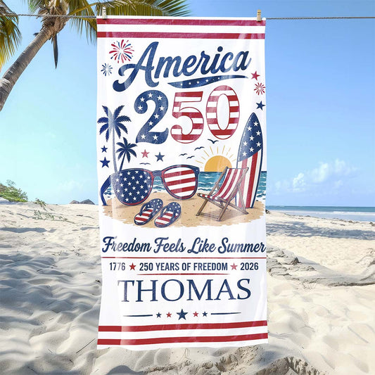 Personalized America 250th Anniversary Beach Towel