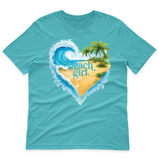 Beach Girl Heart Shaped Palm Tree Shirt