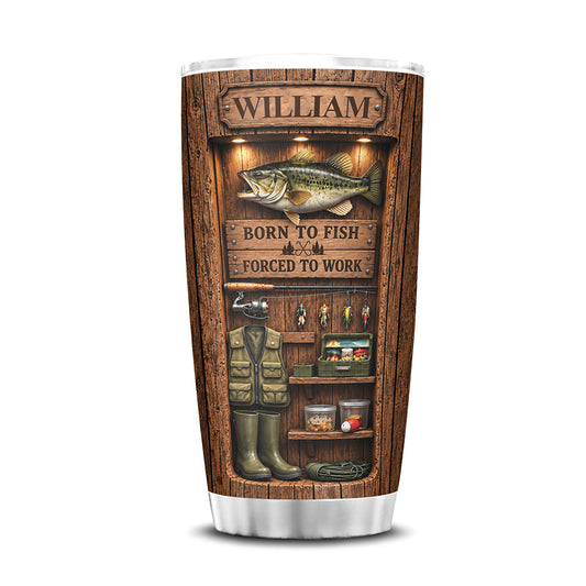 Bass Fishing Rustic Wood Personalized Tumbler