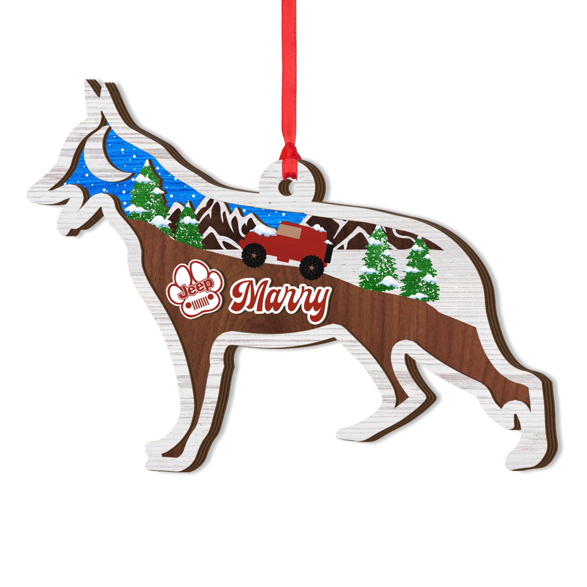 Personalized Jeep Dog Offroad 3 Layered Wooden Ornament Christmas Gifts Decor Supler Store