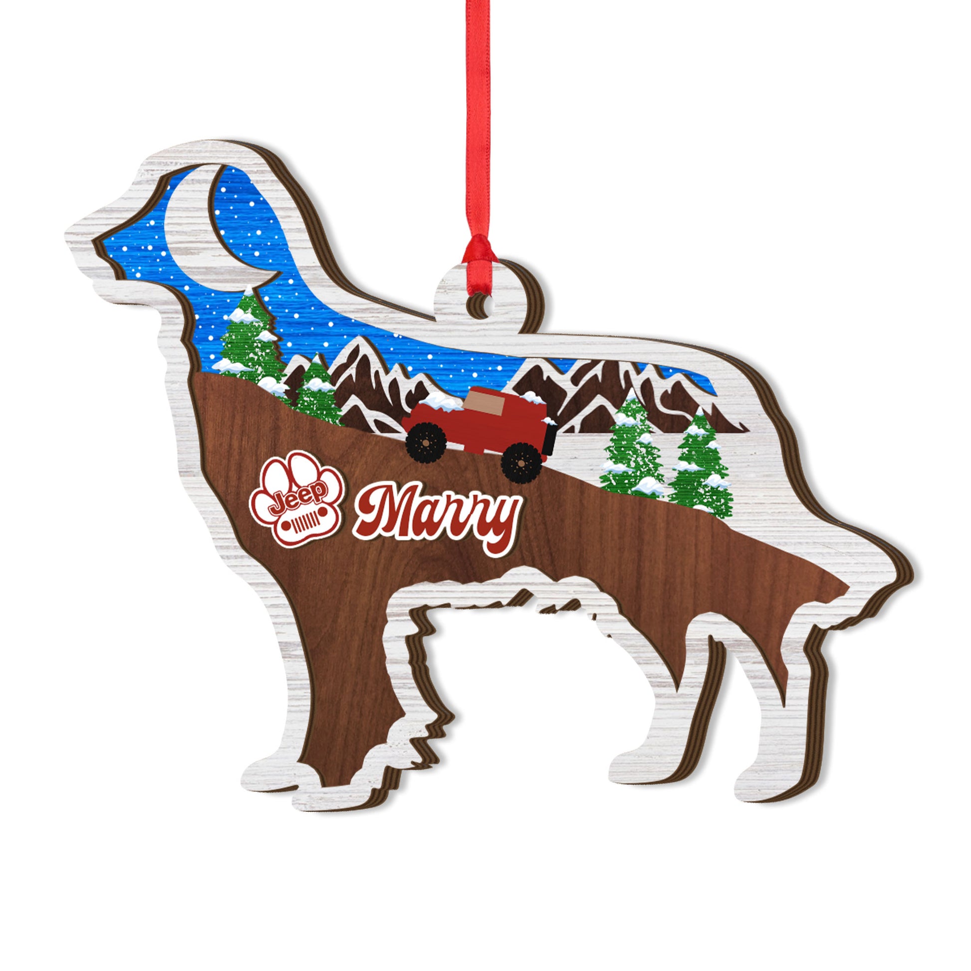 Personalized Jeep Dog Offroad 3 Layered Wooden Ornament Christmas Gifts Decor Supler Store