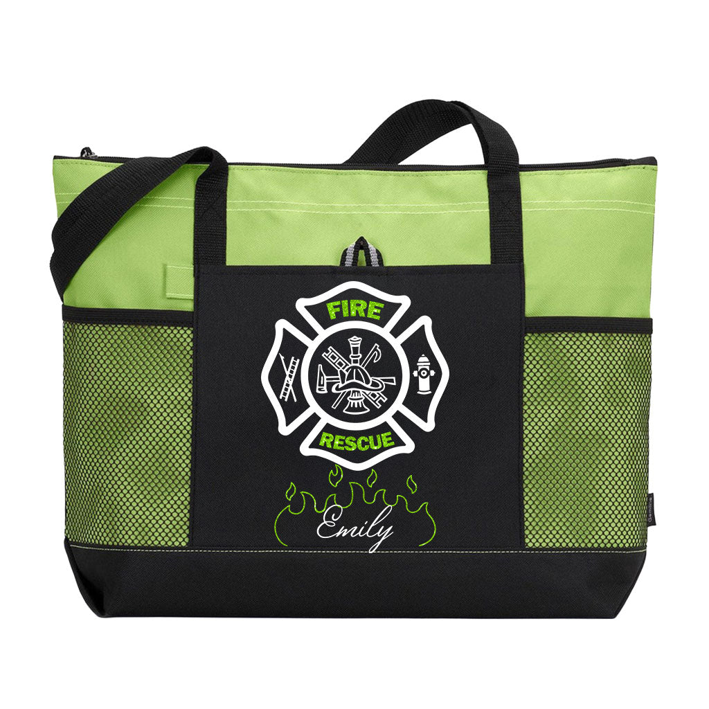 Personalized Fire Rescue Firefighter Girl Tote Bag Supler Store
