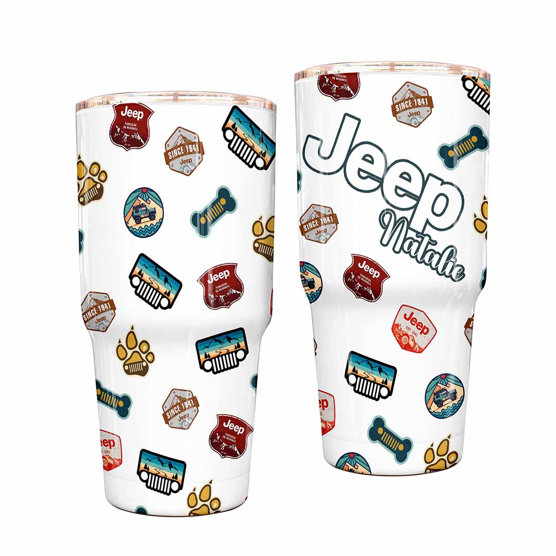 Personalized Jeep Dog Retro Epoxy Trek Tumbler 40oz 30oz Supler Store