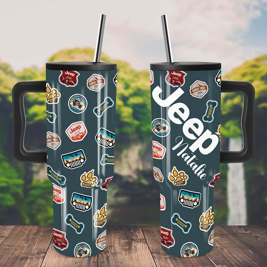 Personalized Jeep Dog Retro Epoxy Trek Tumbler 40oz 30oz Supler Store