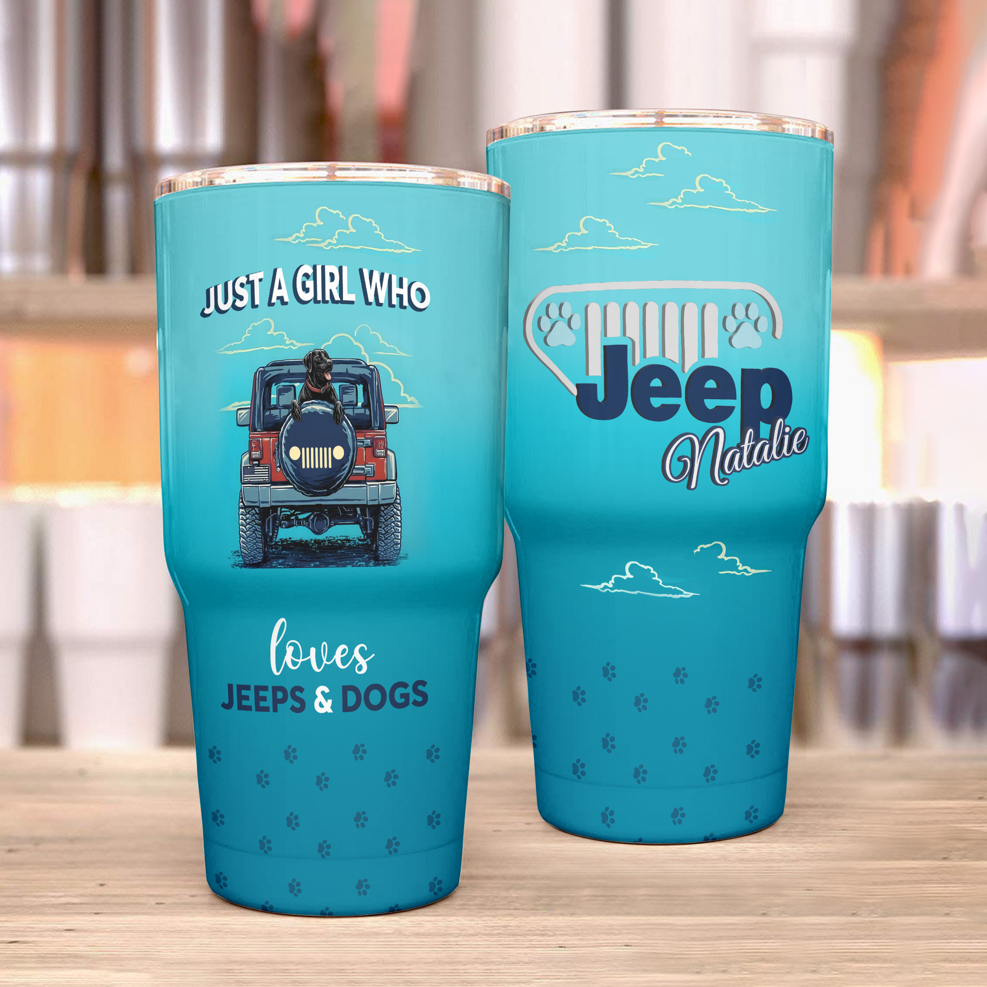 Personalized Just A Girl Who Loves Jeeps and Dogs Trek Tumbler 40oz 30oz Supler Store
