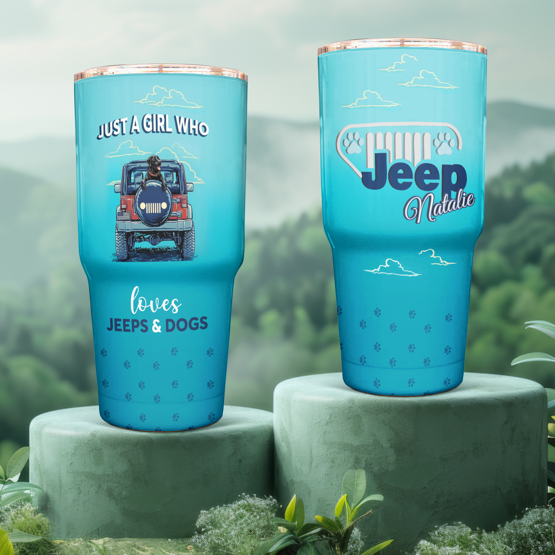 Personalized Just A Girl Who Loves Jeeps and Dogs Trek Tumbler 40oz 30oz Supler Store