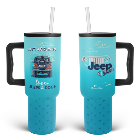 Personalized Just A Girl Who Loves Jeeps and Dogs Trek Tumbler 40oz 30oz Supler Store