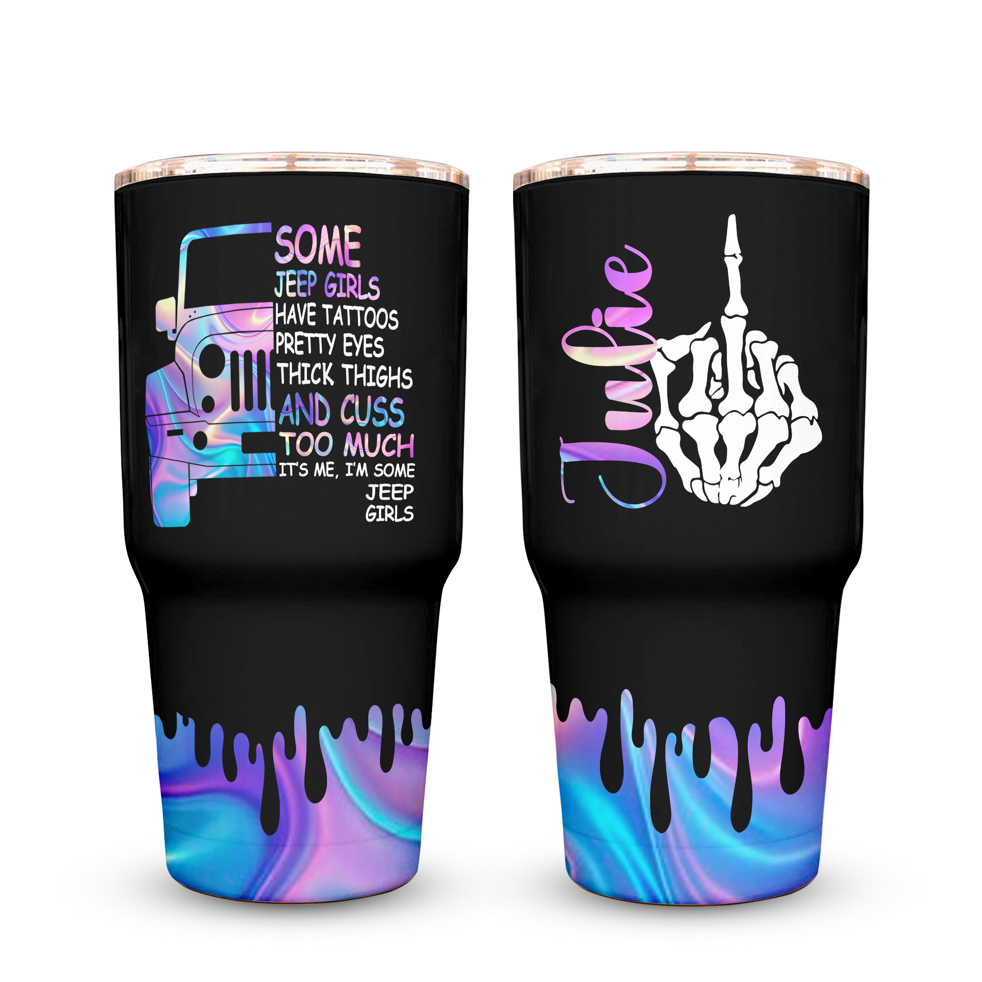 Personalized Some Jeep Girls Have Tattoos Funny Skeleton Hand Black Rhinestone Diamond Tumbler 40oz 30oz Supler Store