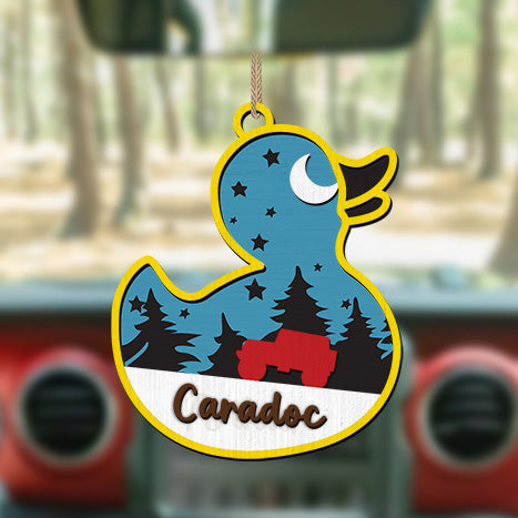 Personalized Jeep Duck Christmas tree Layered Wooden Ornament