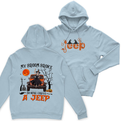 Halloween Witch My Broom Broke So Now I Drive A Jeep T-Shirt Hoodie Supler Store