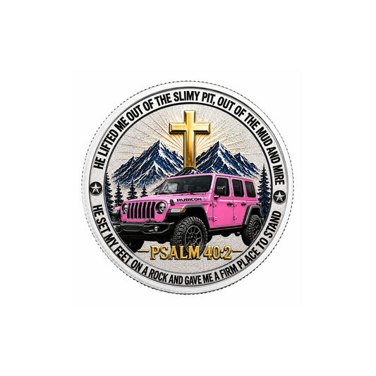 Jeep Bible Verse Psalm 40:2 Coin