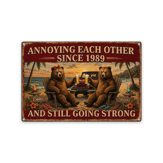 Husband & Wife Jeeping Partners Annoying Each Other Personalized Metal Sign