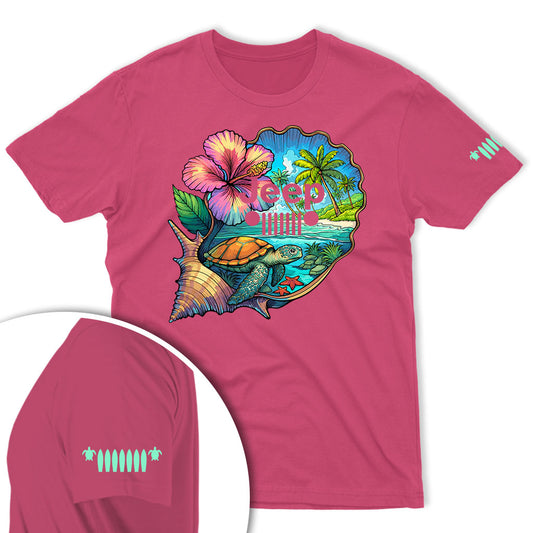Jeep Beach Tropical Sea Turtle Shirt