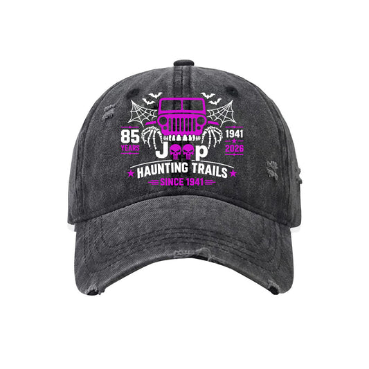 Halloween Jeep 85th Anniversary Since 1941 Print Washed Cotton Baseball Cap