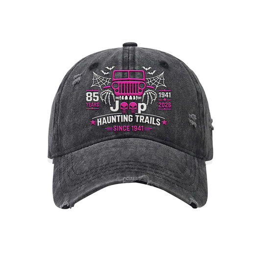 Halloween Jeep 85th Anniversary Since 1941 Print Washed Cotton Baseball Cap