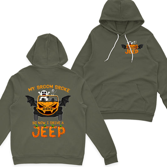 Halloween Jeep My Broom Broke Boo Skeleton Shirt