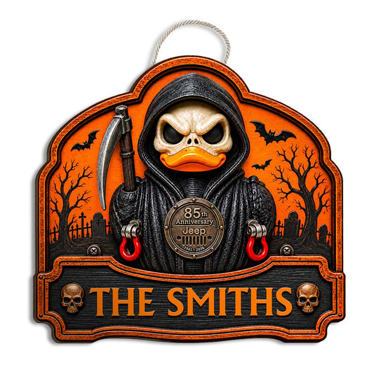 Halloween Grim Reaper Jeep 85th Anniversary Personalized Wood Sign