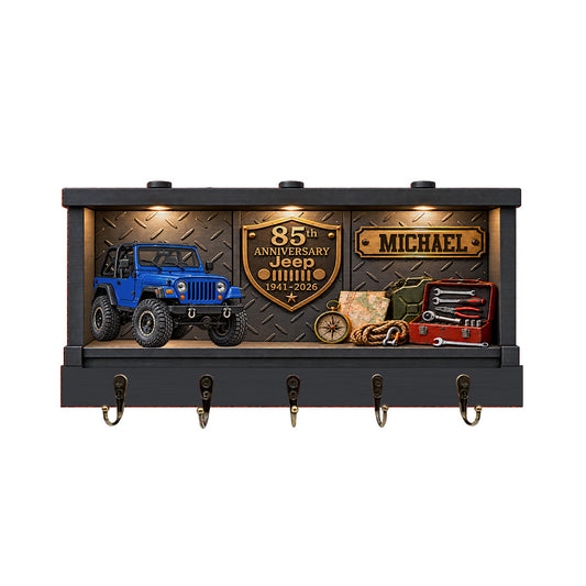 Jeep 85th Anniversary Shadow Box Personalized Wooden Key Holder