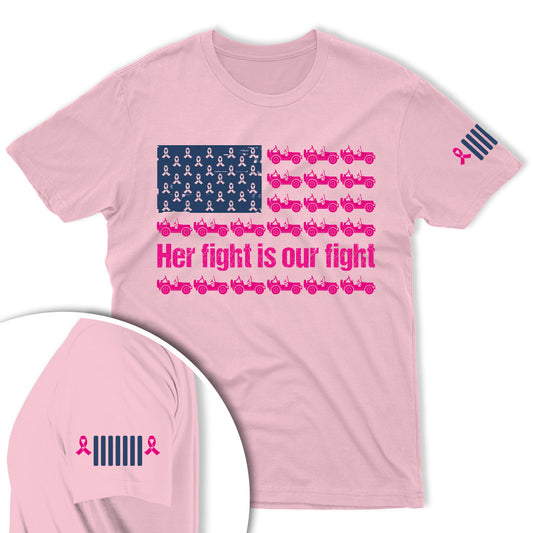 Breast Cancer Awareness Jeep US Flag Shirt