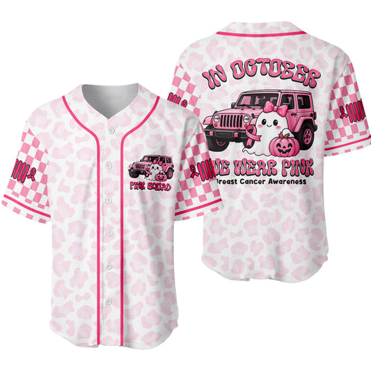 Breast Cancer Awareness Jeep Boo Baseball Jersey