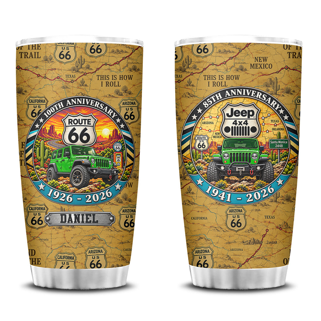 Jeep 85th Anniversary & Route 66 100th Anniversary Personalized Tumbler - 30-green.jpg