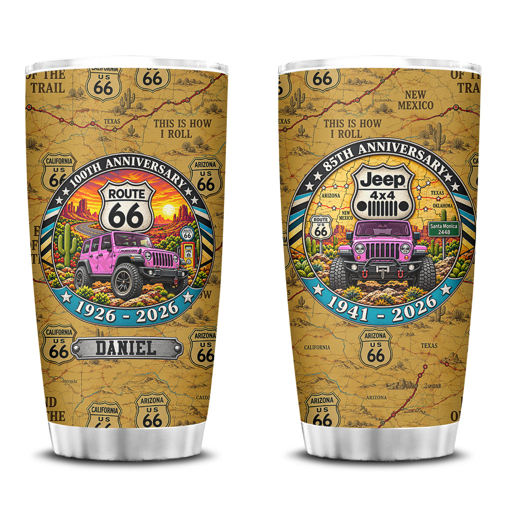 Jeep 85th Anniversary & Route 66 100th Anniversary Personalized Tumbler - 30-pink.jpg