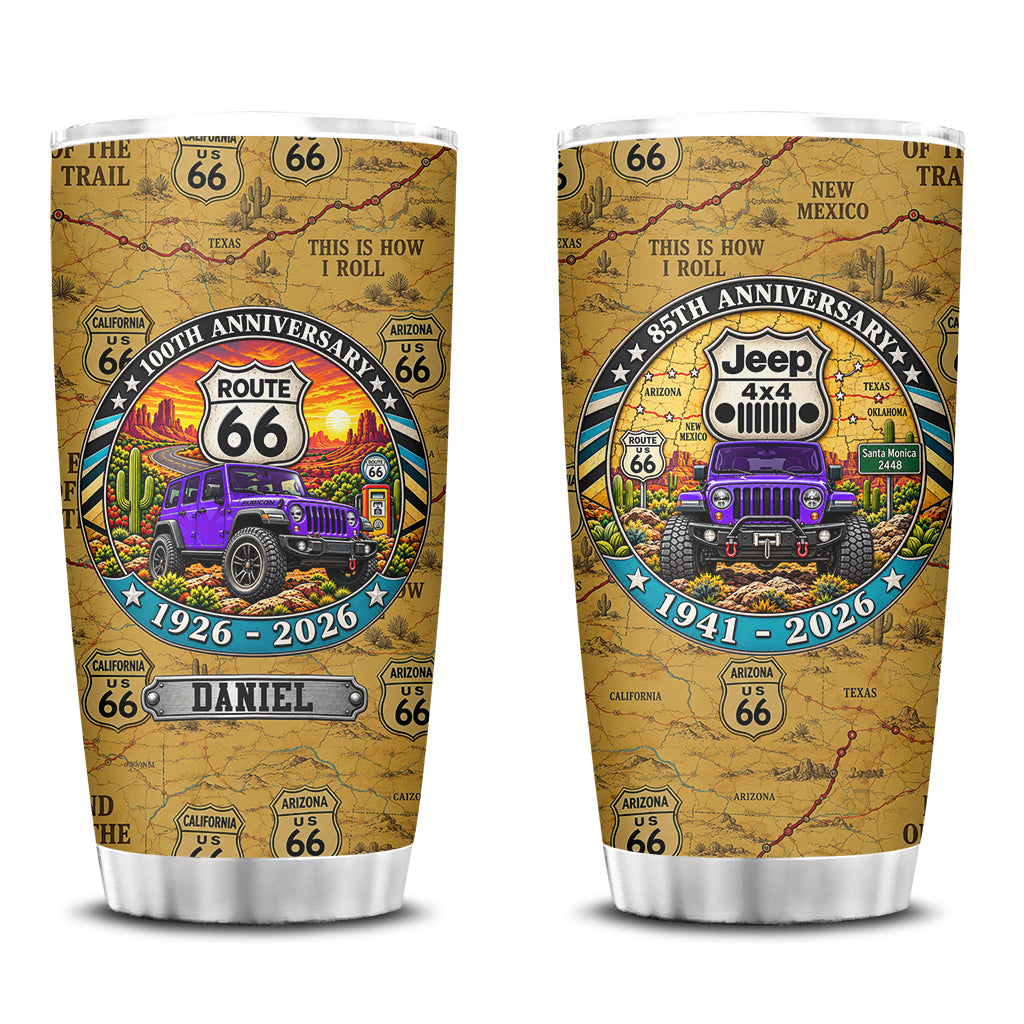 Jeep 85th Anniversary & Route 66 100th Anniversary Personalized Tumbler - 30-purple.jpg