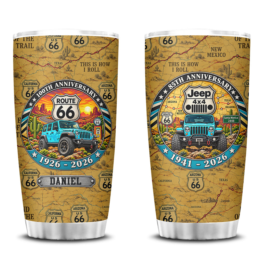 Jeep 85th Anniversary & Route 66 100th Anniversary Personalized Tumbler - 30-turquoise-blue.jpg