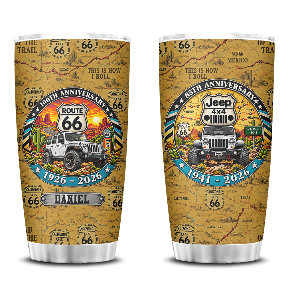 Jeep 85th Anniversary & Route 66 100th Anniversary Personalized Tumbler - 30-white.jpg