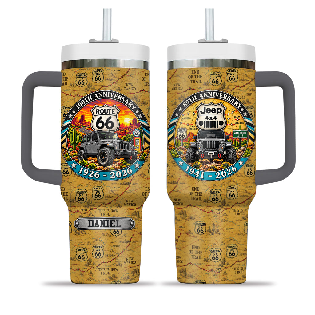 Jeep 85th Anniversary & Route 66 100th Anniversary Personalized Tumbler - 40-gray.jpg