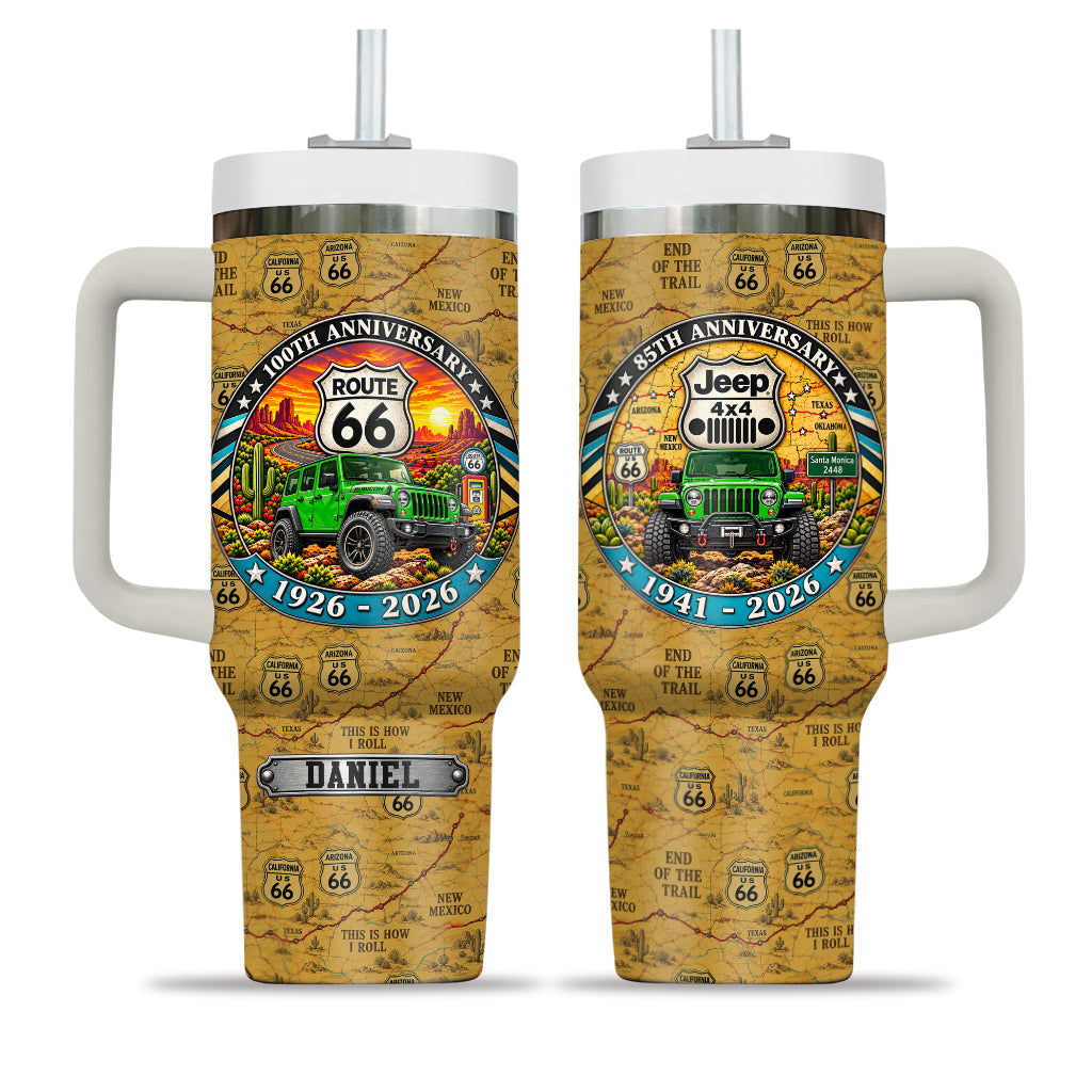 Jeep 85th Anniversary & Route 66 100th Anniversary Personalized Tumbler - 40-green.jpg
