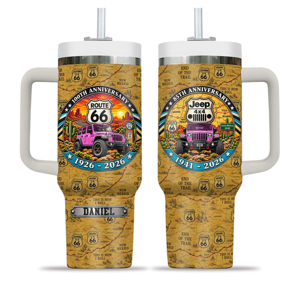 Jeep 85th Anniversary & Route 66 100th Anniversary Personalized Tumbler - 40-pink.jpg