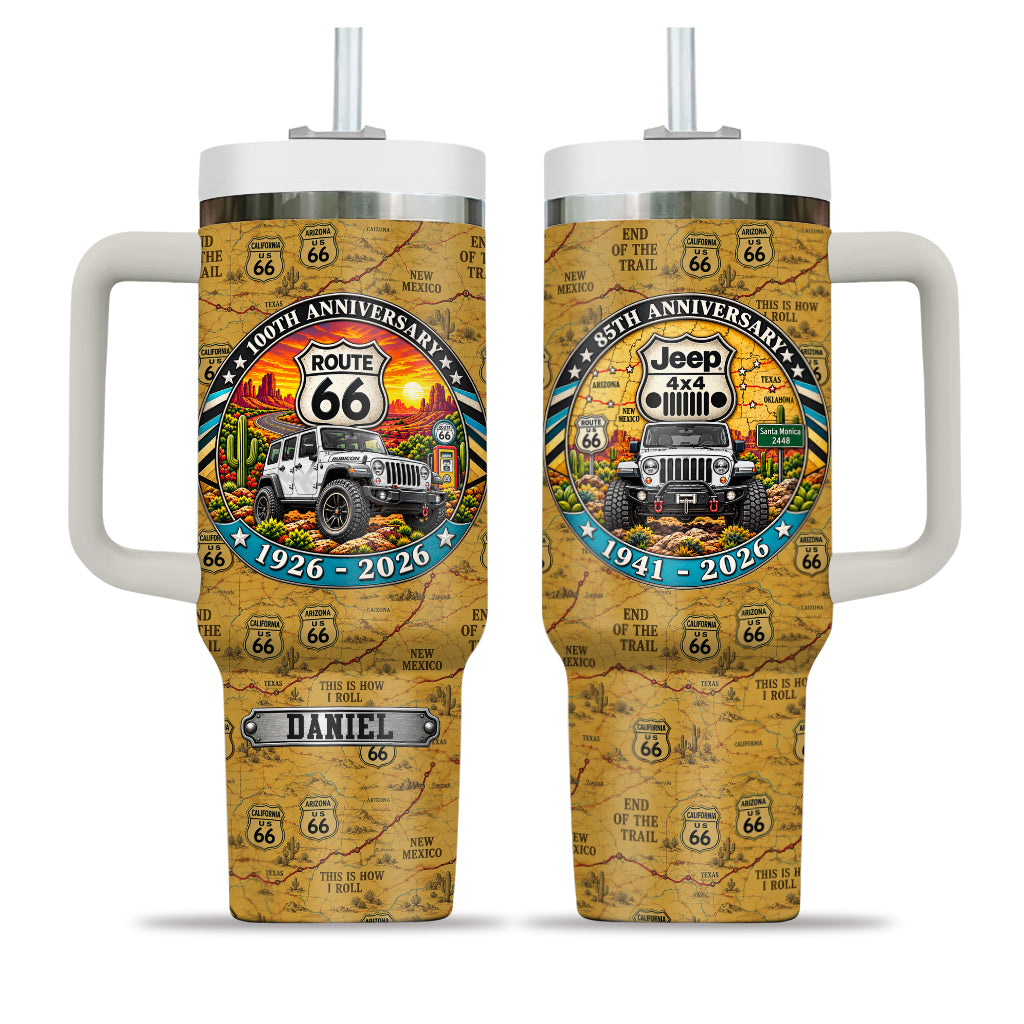 Jeep 85th Anniversary & Route 66 100th Anniversary Personalized Tumbler - 40-white.jpg