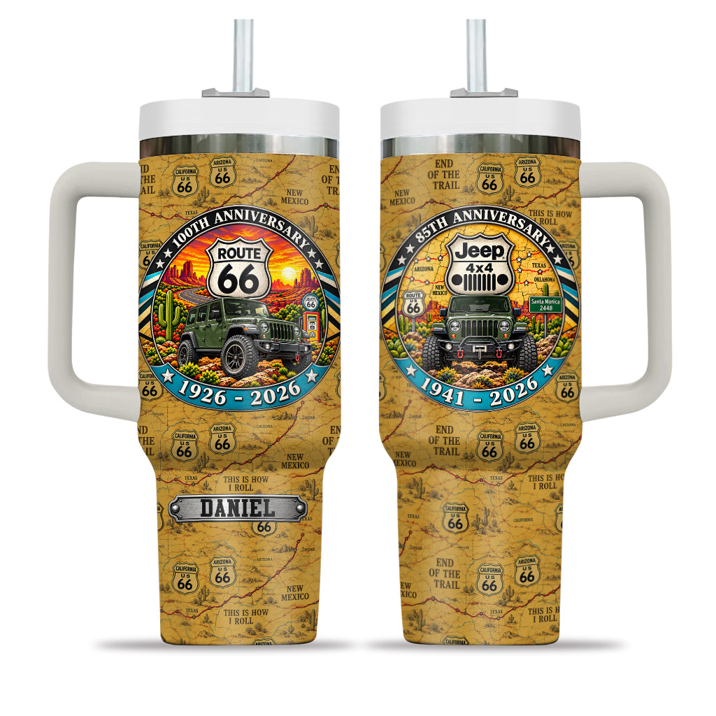 Jeep 85th Anniversary & Route 66 100th Anniversary Personalized Tumbler - mk-military-green.jpg