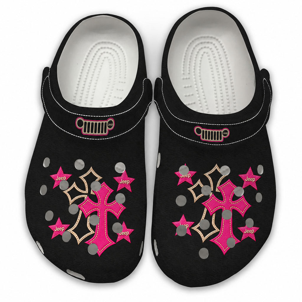 Jeep Christian Star Clogs - hot pink