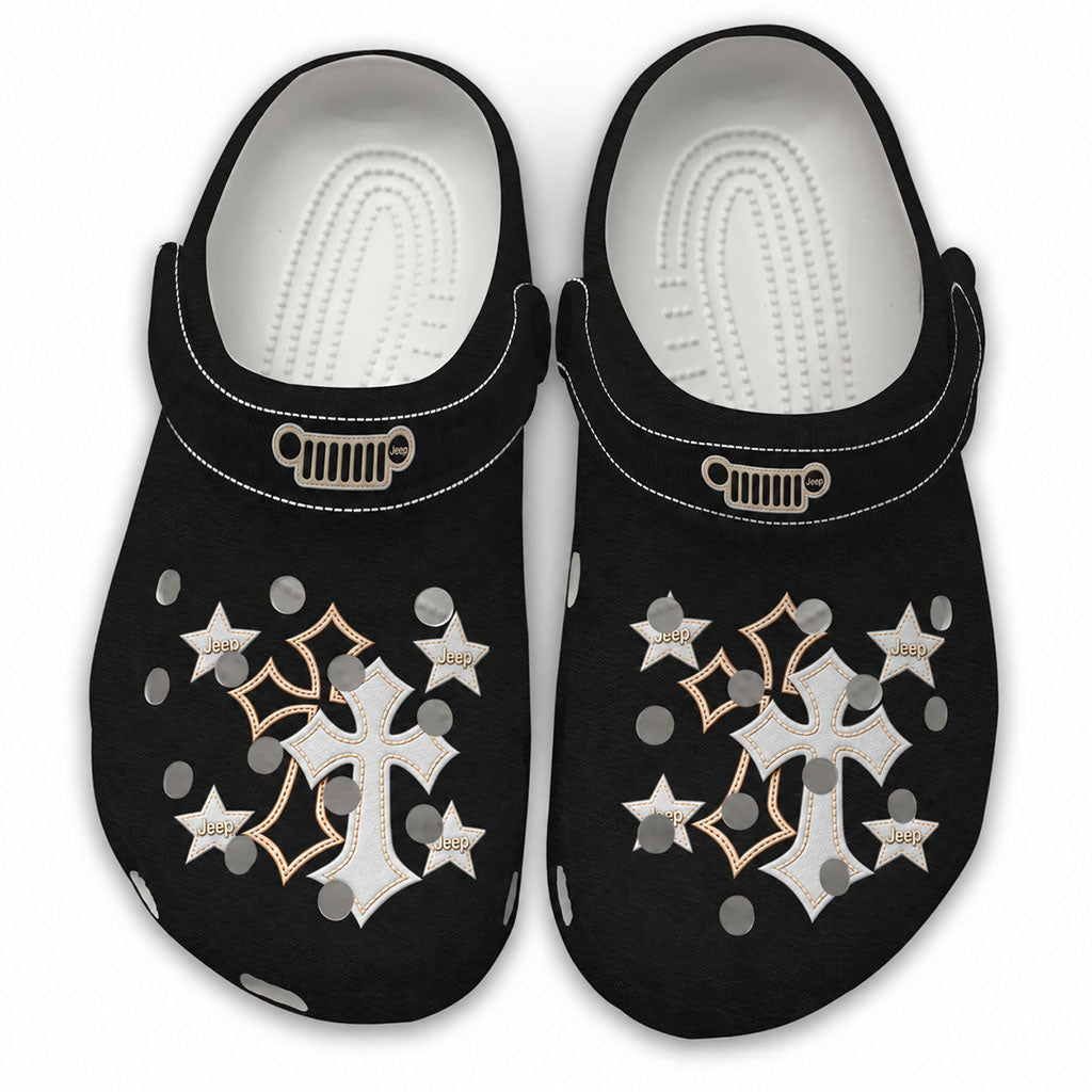 Jeep Christian Star Clogs - white