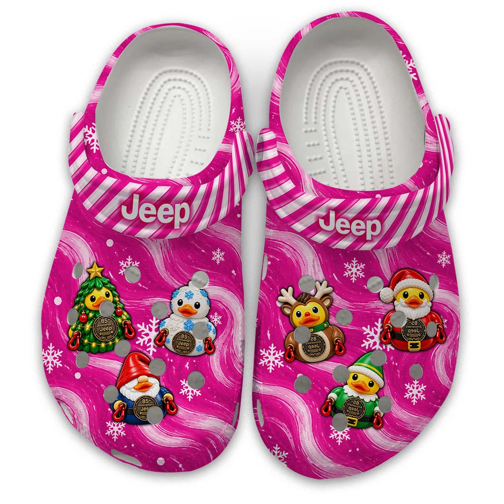 Jeep Christmas Duck Clogs - pink