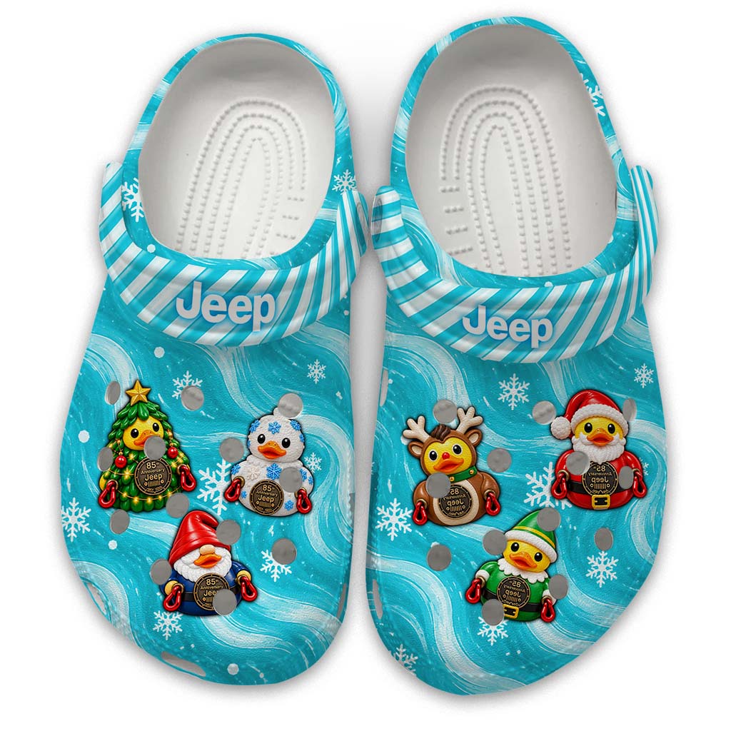 Jeep Christmas Duck Clogs - turquoise blue