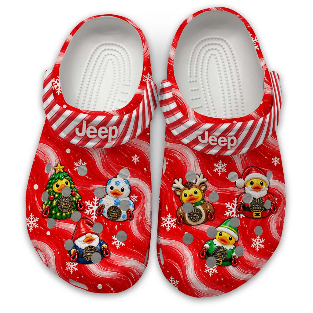 Jeep Christmas Duck Clogs - Red