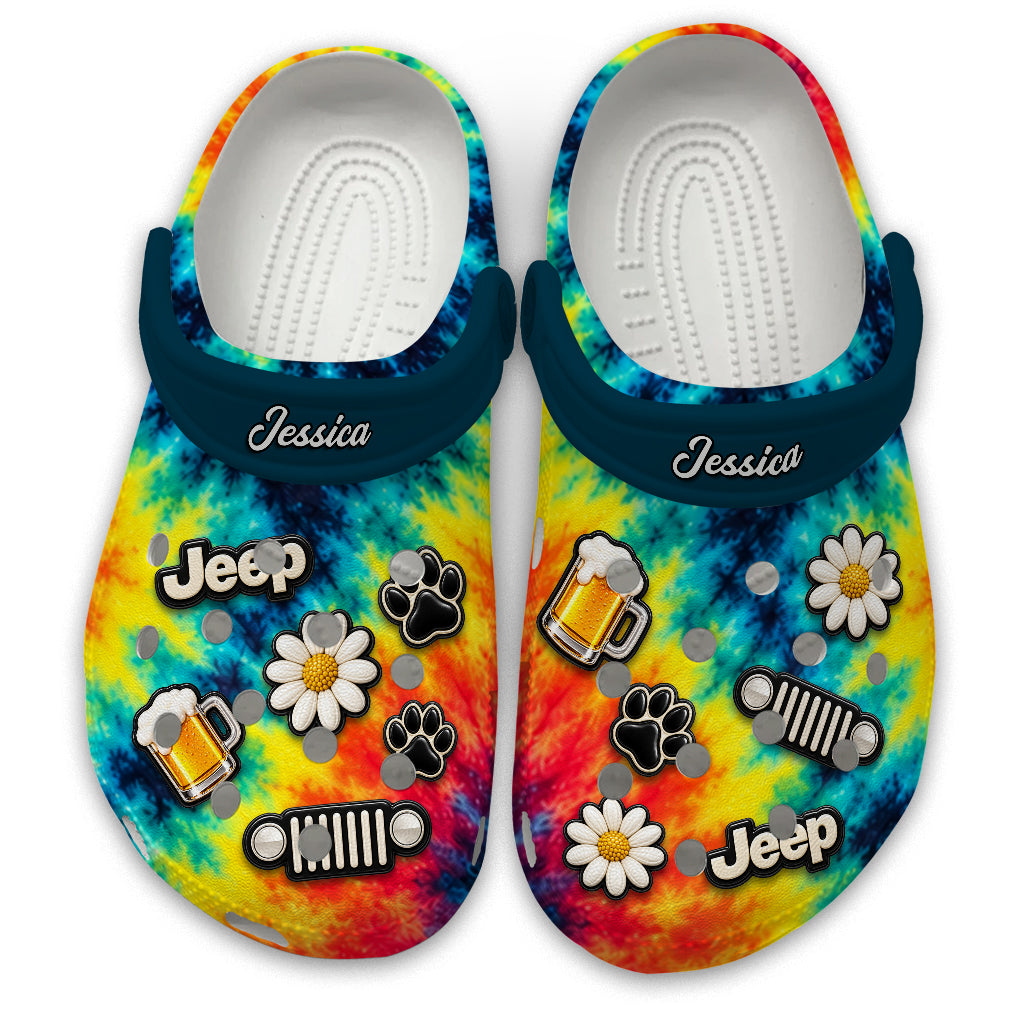 Jeep Girl Margarita Daisy Personalized Clogs - Beer