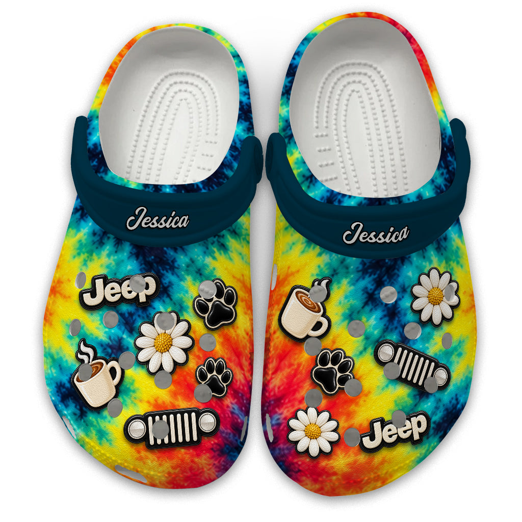 Jeep Girl Margarita Daisy Personalized Clogs - Coffee