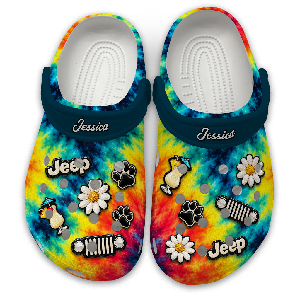 Jeep Girl Margarita Daisy Personalized Clogs - Pina Colada