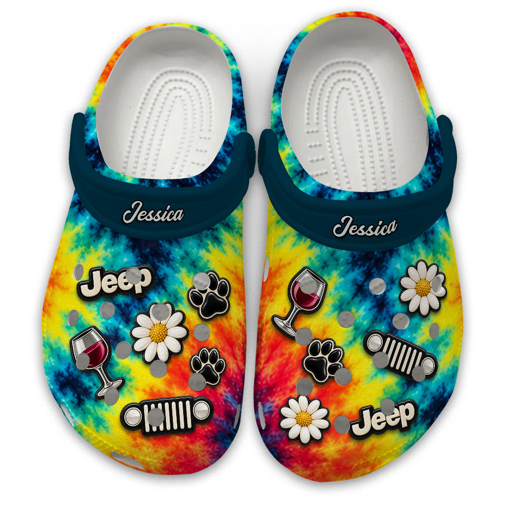 Jeep Girl Margarita Daisy Personalized Clogs - Wine