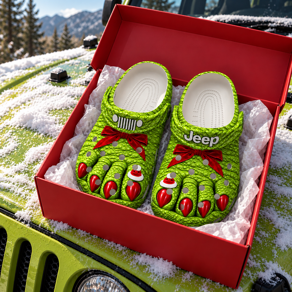 Jeep Christmas Green Monster Feet Clogs - Christmas gift mockup
