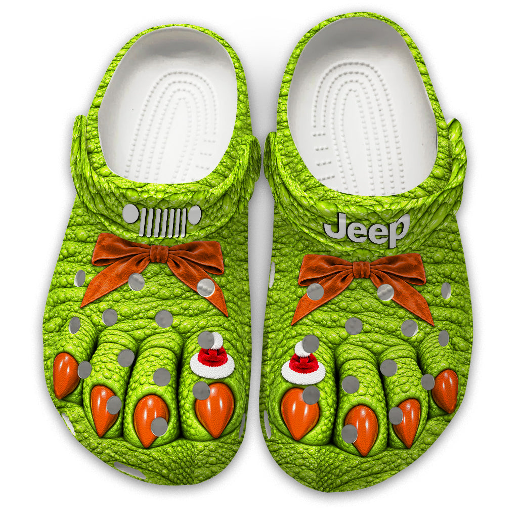 Jeep Christmas Green Monster Feet Clogs - orange