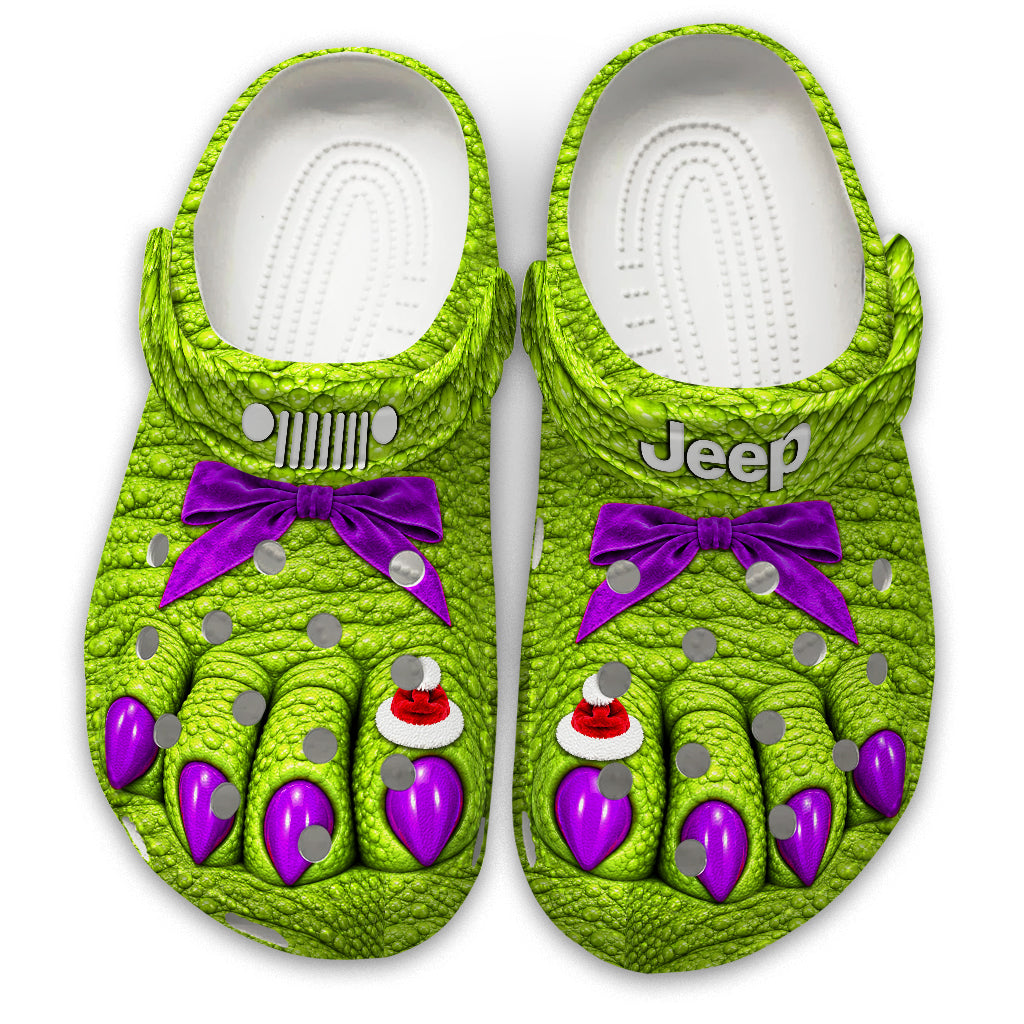 Jeep Christmas Green Monster Feet Clogs - purple