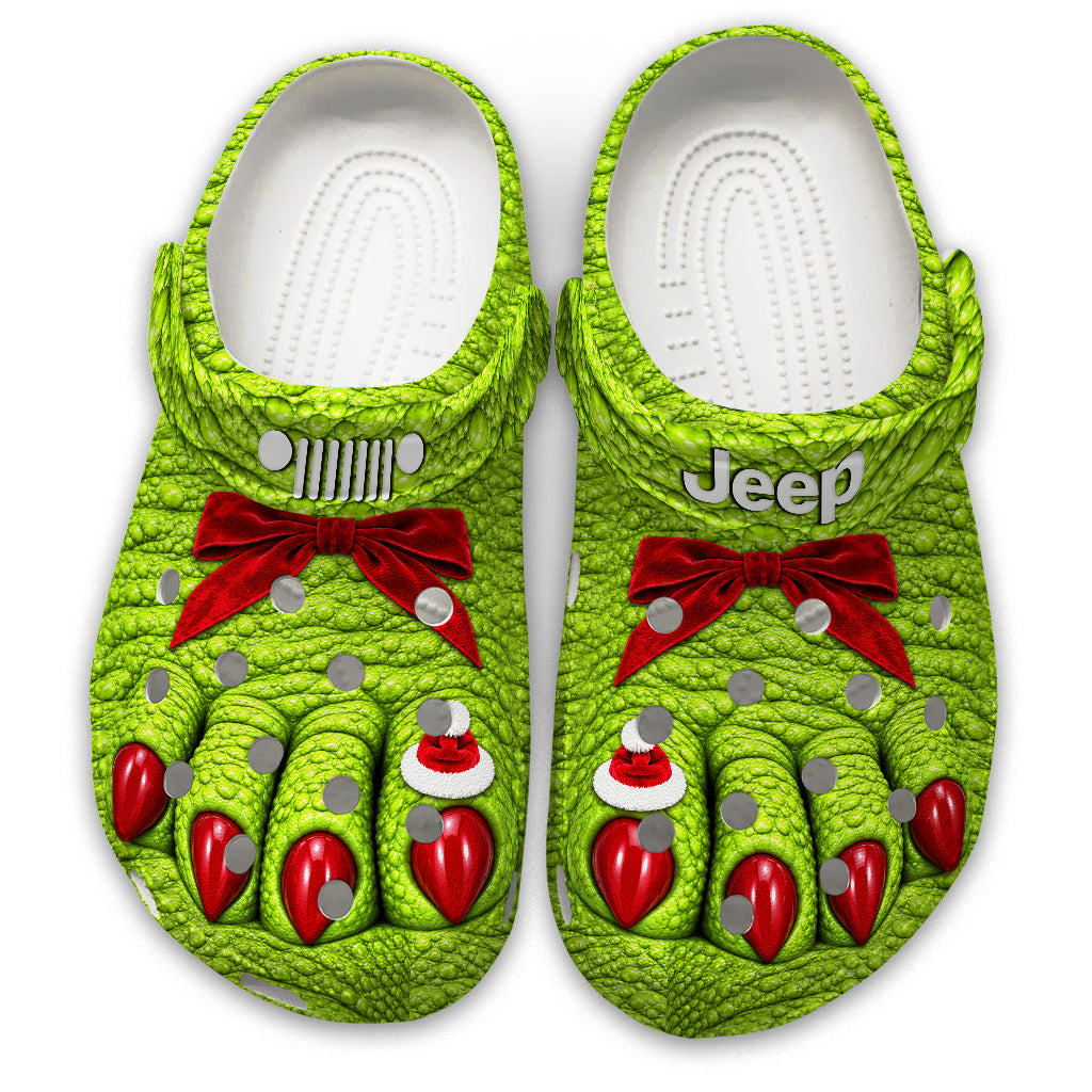 Jeep Christmas Green Monster Feet Clogs - red